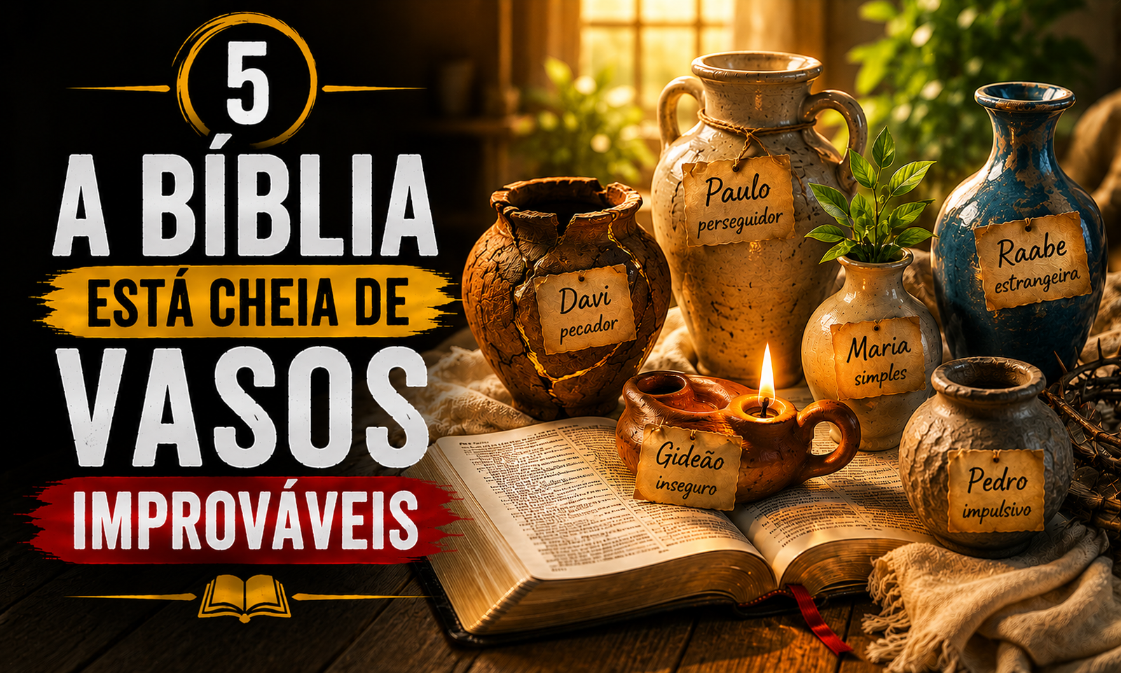 Deus Não Desperdiça Sua História Nem Seus Fracassos 5️⃣ a bíblia está cheia de vasos improváveis